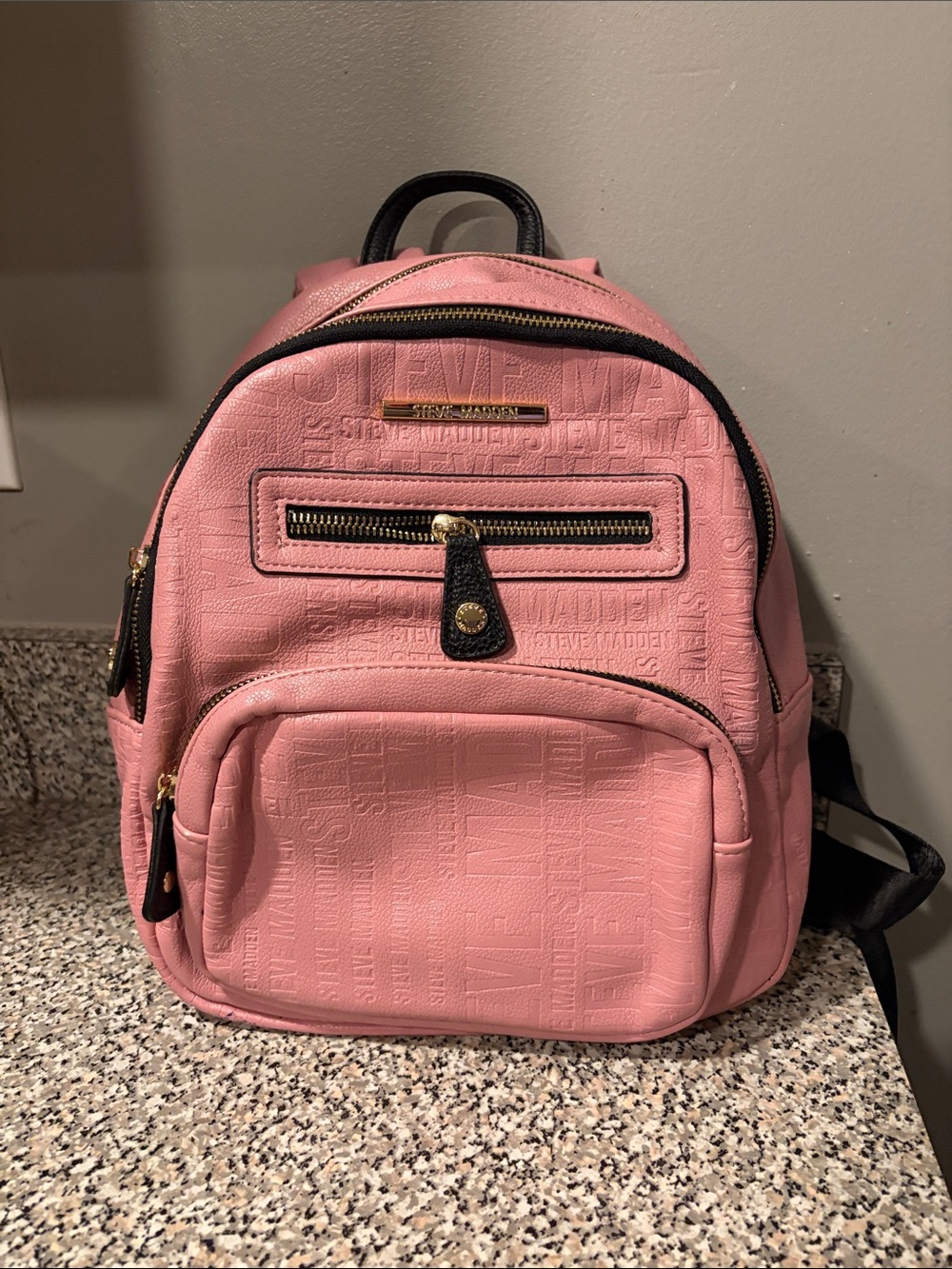 Steve Madden Blush Pink Mini Backpack with Gold Accents
